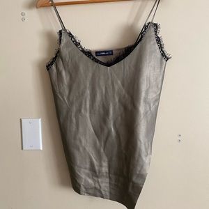 Zara metallic Faux leather top